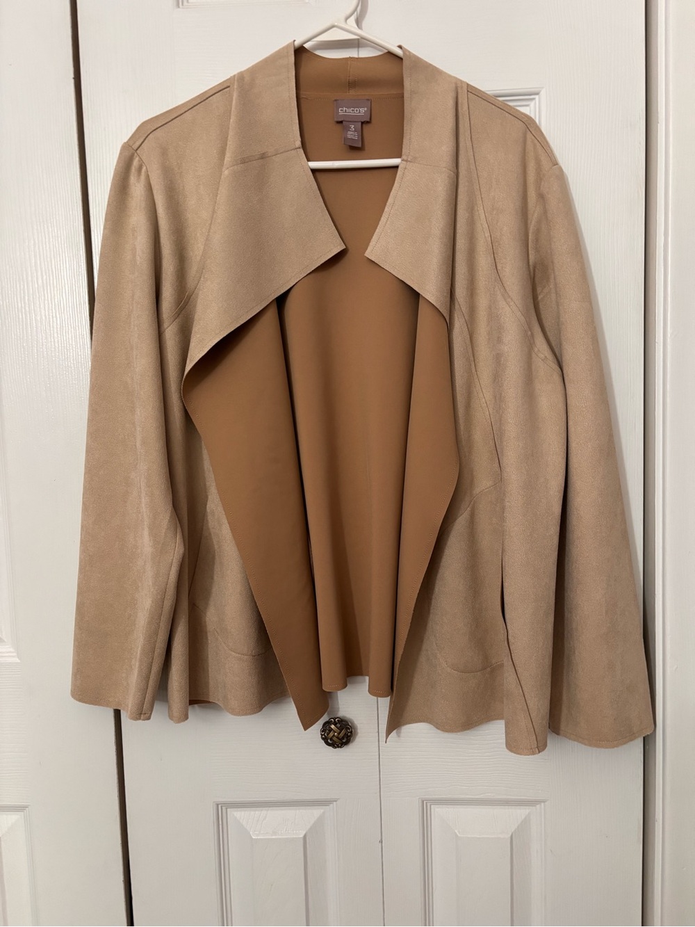 Chico's Open-Front Draped Jacket in Tan